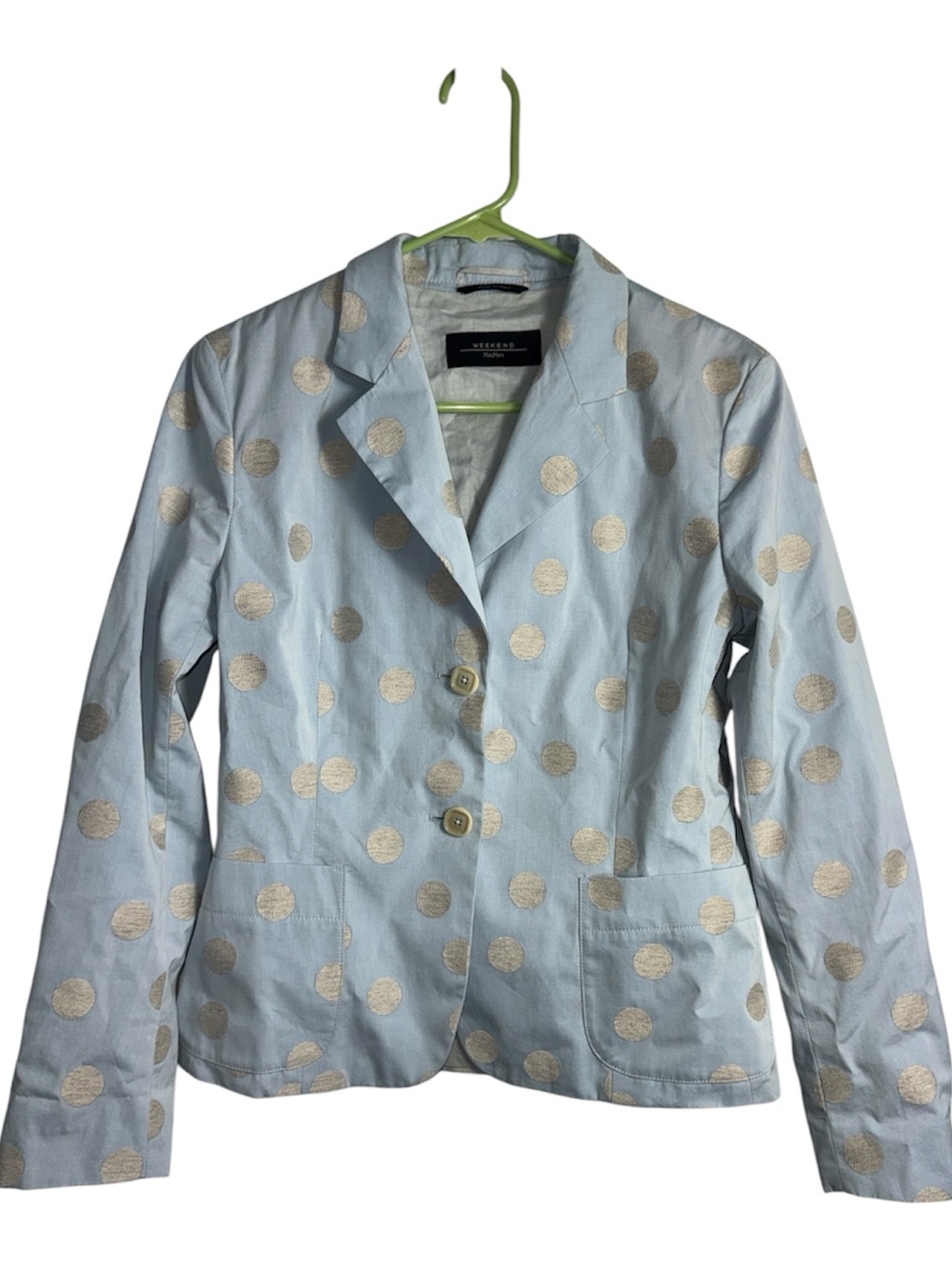 MaxMara Weekend Blue Polka Dot Blazer Size 8